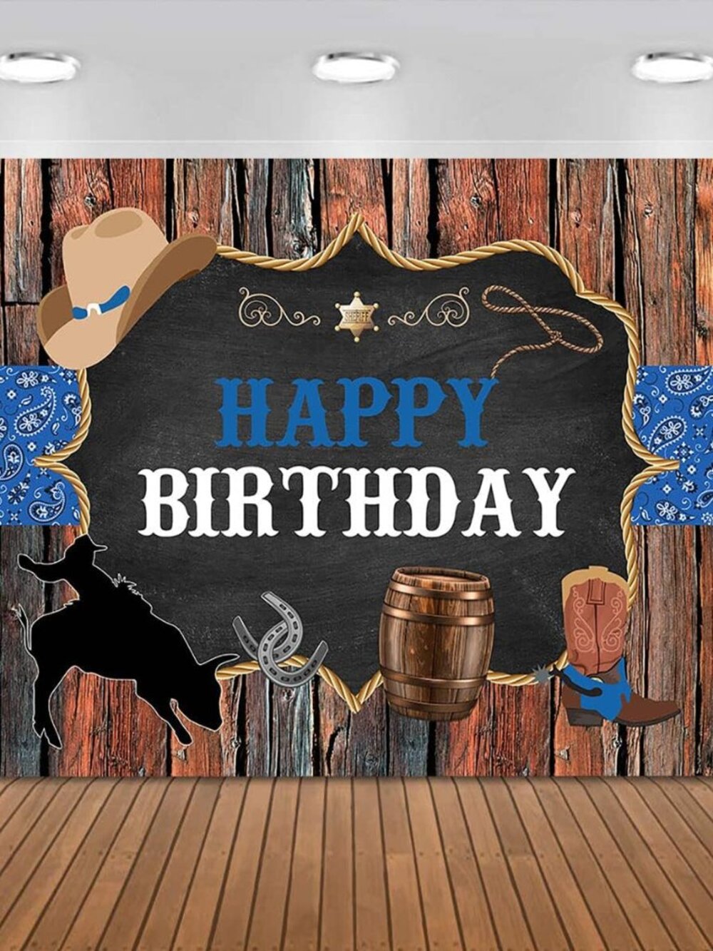 Western Backdrop for Cowboy Birthday Decorations Banner 7x5ft
